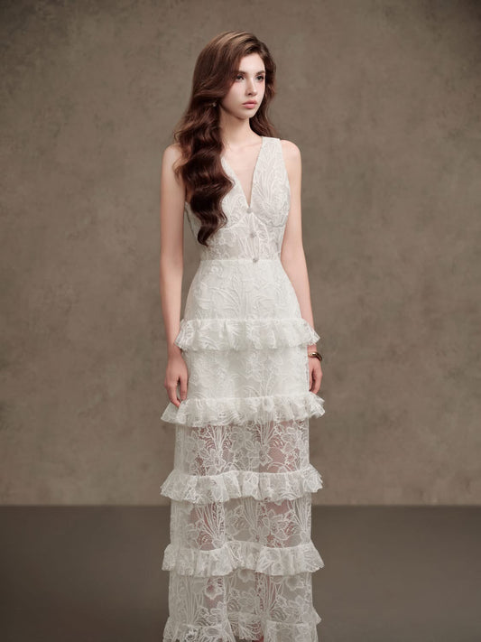 DELICATE White maxi dress