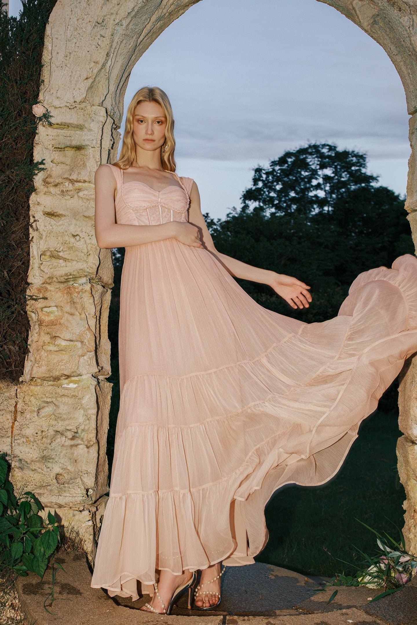 SHEERLUCK Brown Maxi Dress