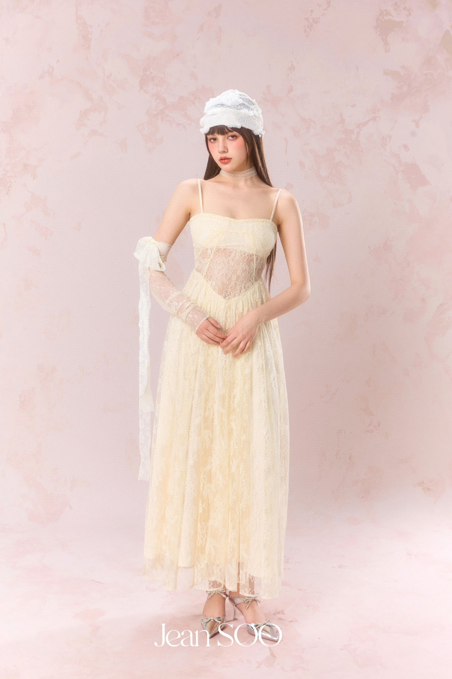 JEAN SOO Yellow Lace Maxi Dress