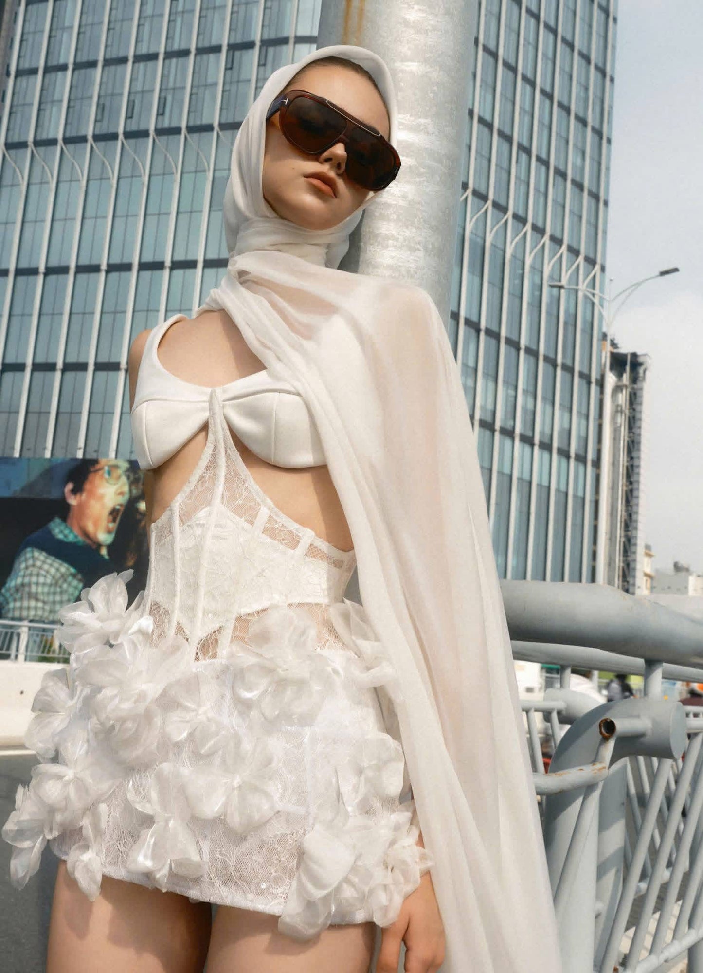MAEL FEMME White Florella Mini Dress & Shawl