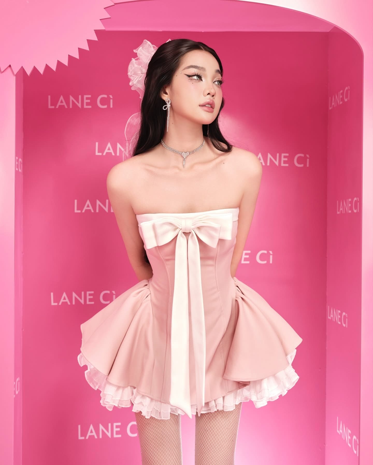 LANE CI White Bunny Mini Dress