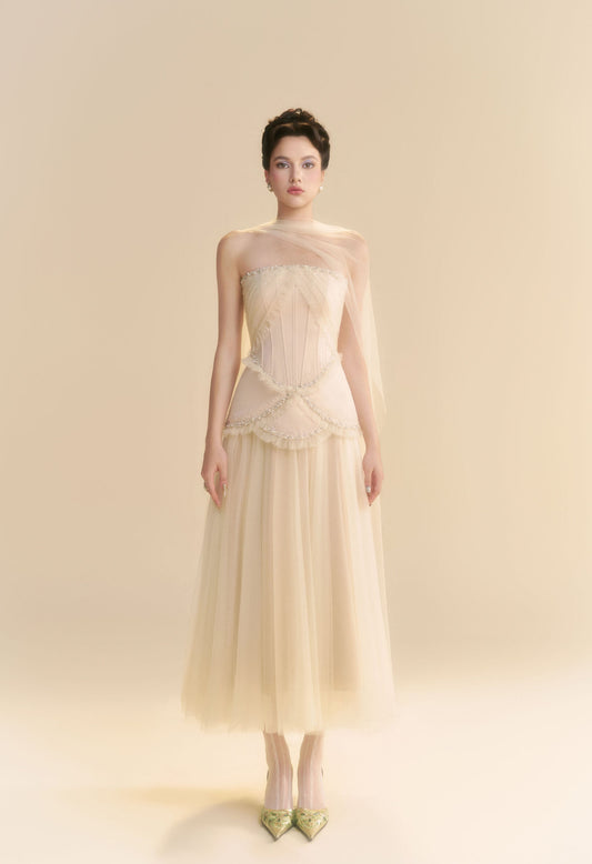 LINH PHUNG Yellow Fayenna Midi Dress