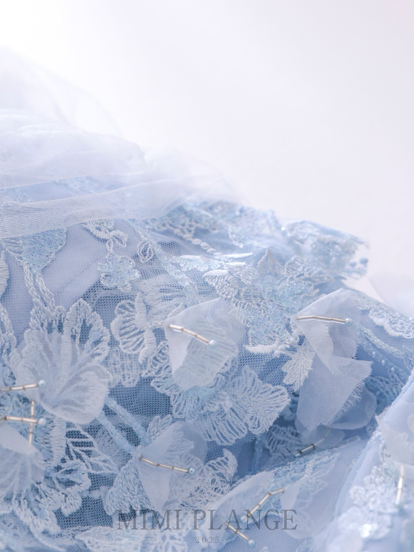 MIMI PLANGE Blue Lace Mini Dress