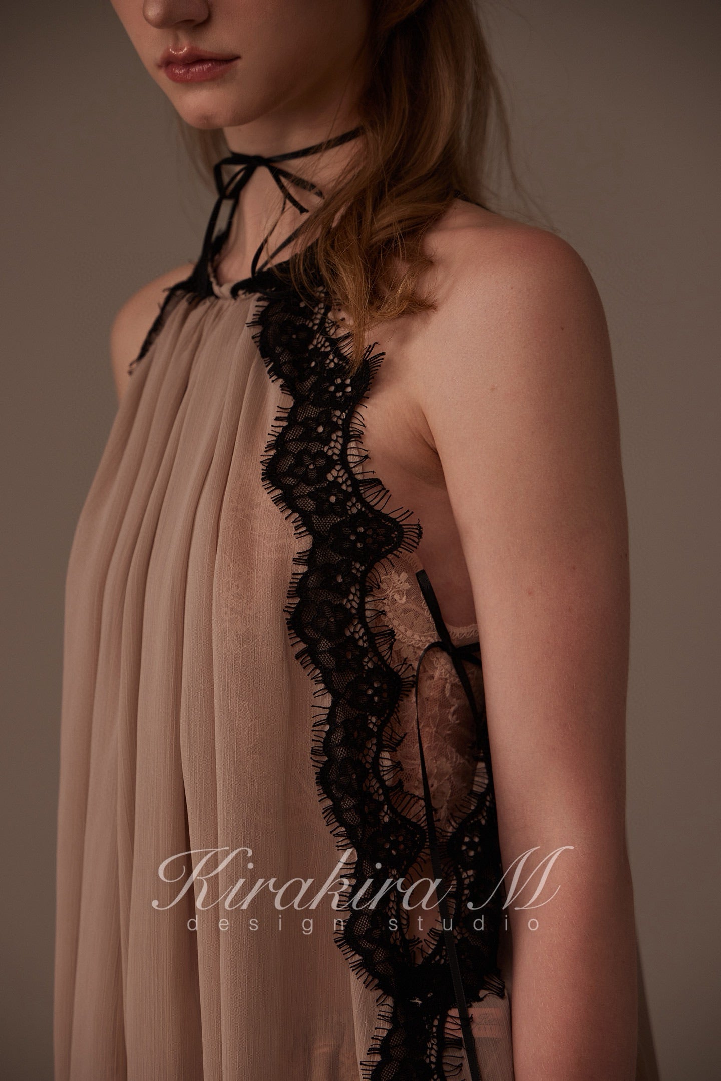 Kirakira M Nude Lace Mini Dress& Lace Innerwear