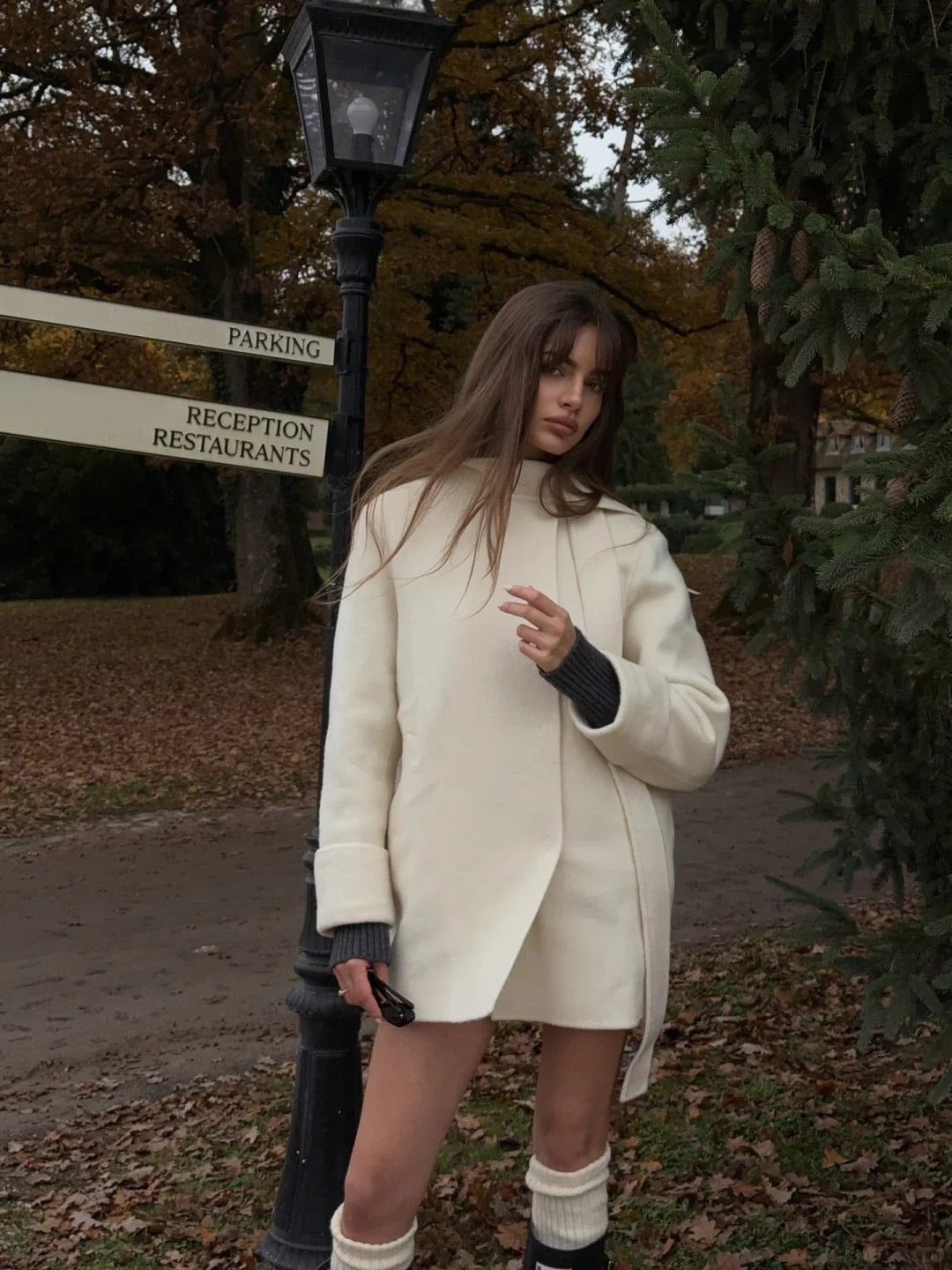 Nana Jacqueline White Pattern Wool Coat