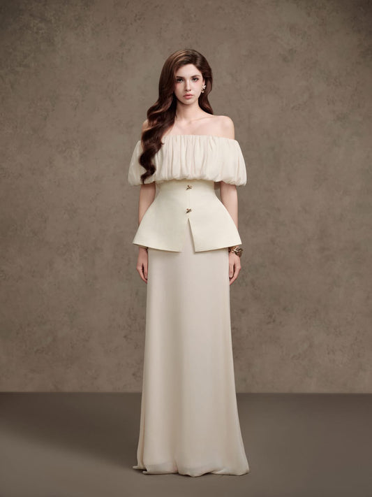 DELICATE White Top and skirt Set