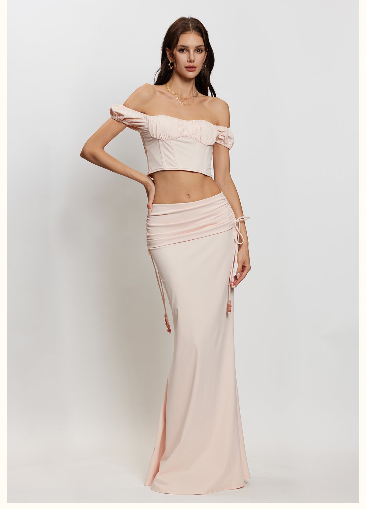 SHEERLUCK PINK TOP & MAXI SKIRT