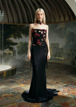 Black Floral Bundle Sheath Top (Neck Trim Not Included) & Black Half Skirt