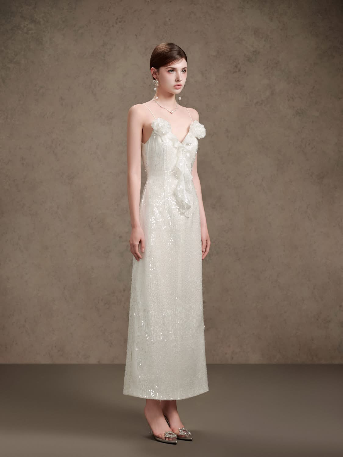 DELICATE White midi dress