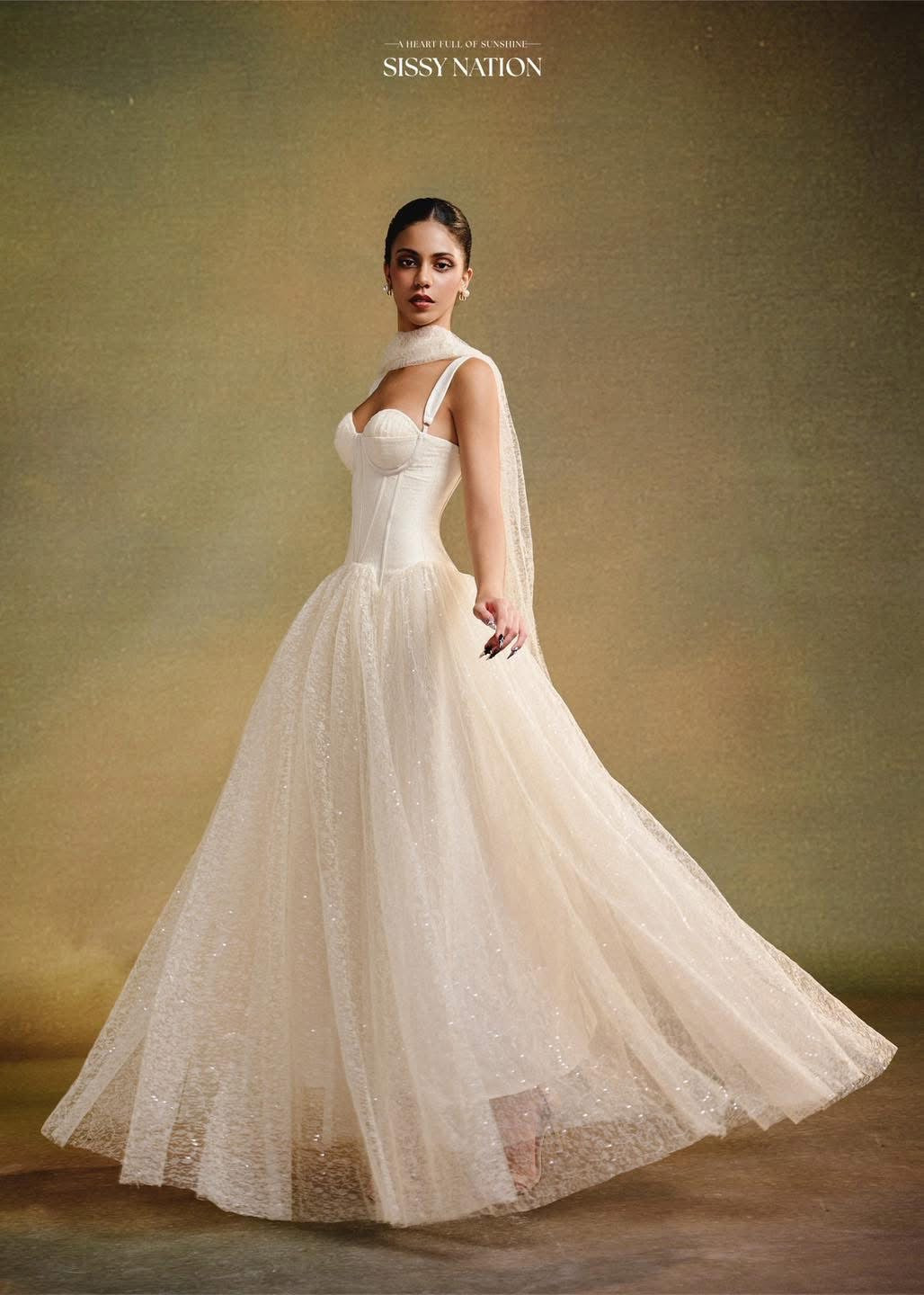 SISSY NATION White Elegant Moonlight Sonata Corset Maxi Dress