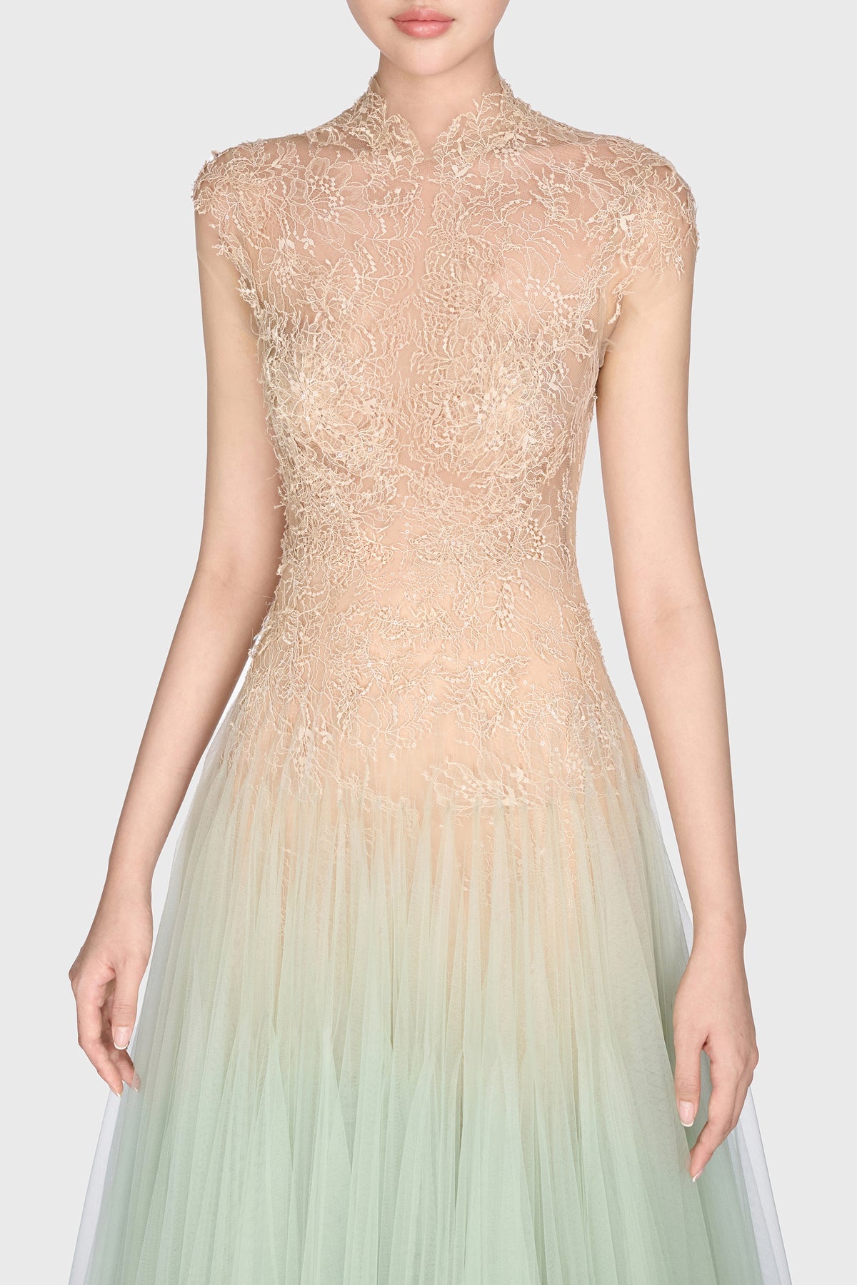 MONTSAND Blue Ombré Cut-Out Lace Midi Dress