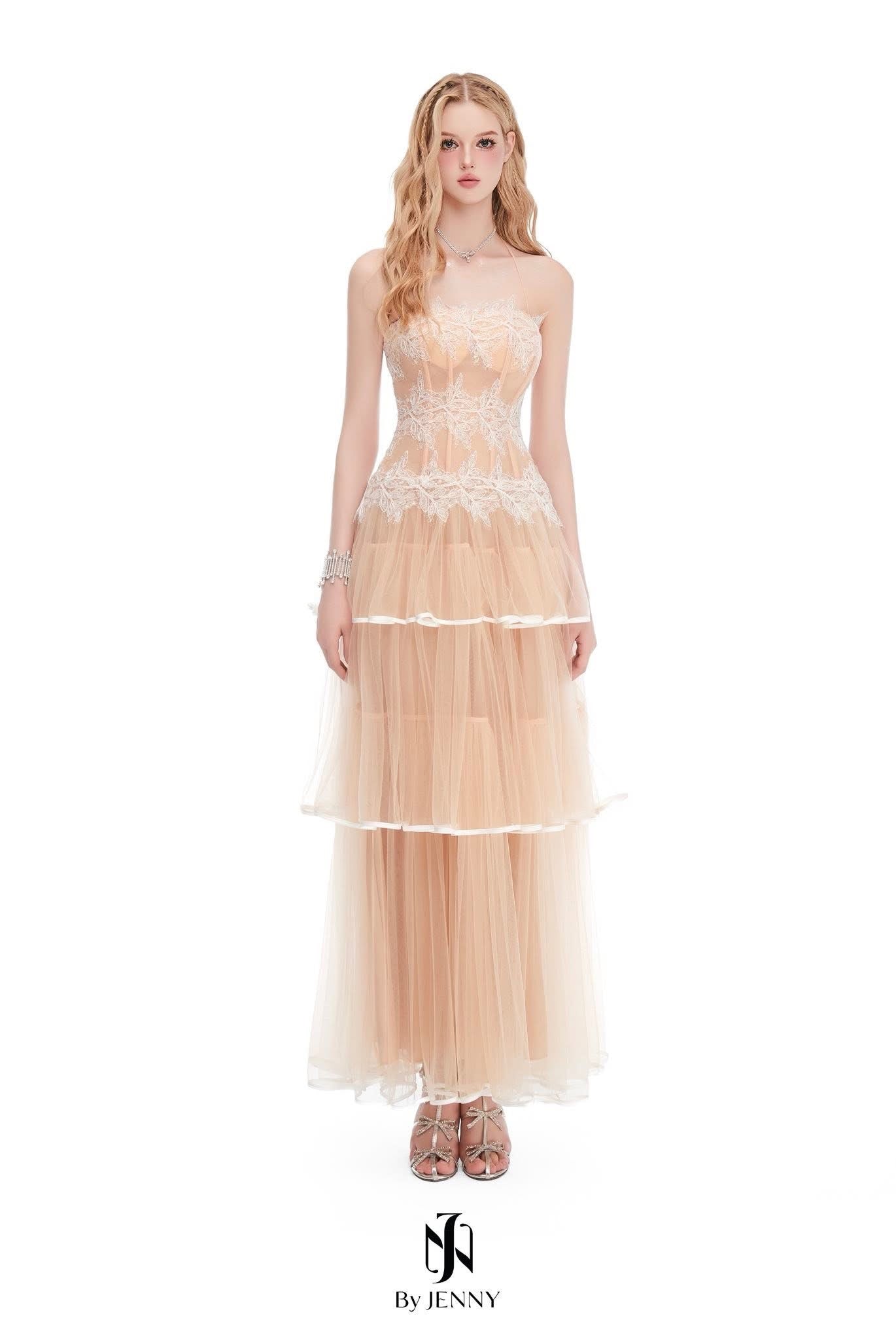 BY JENNY Orange Junia Lace Maxi Dress