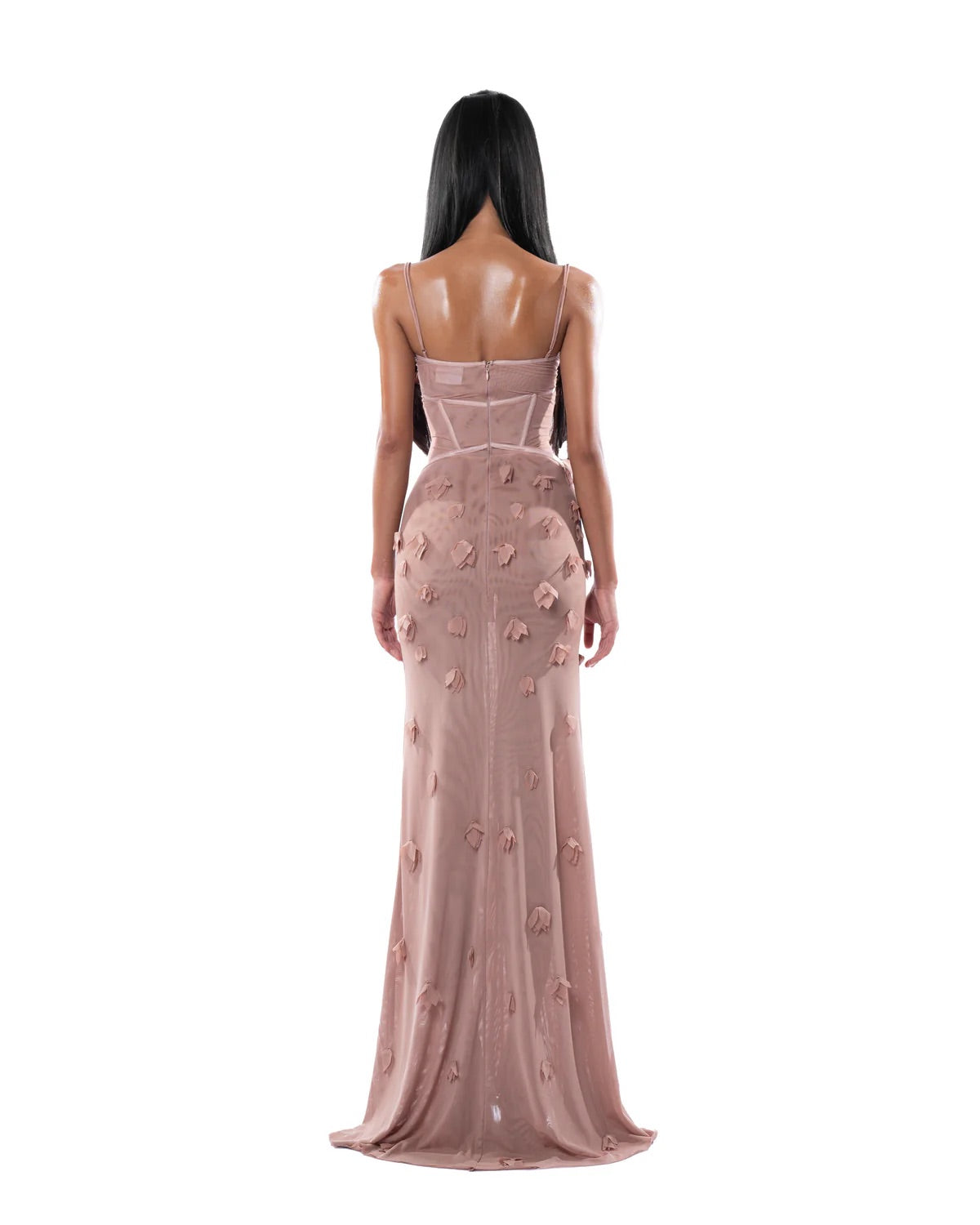 HUELLEY ROSE Brown & Pink Lsla Maxi Dress