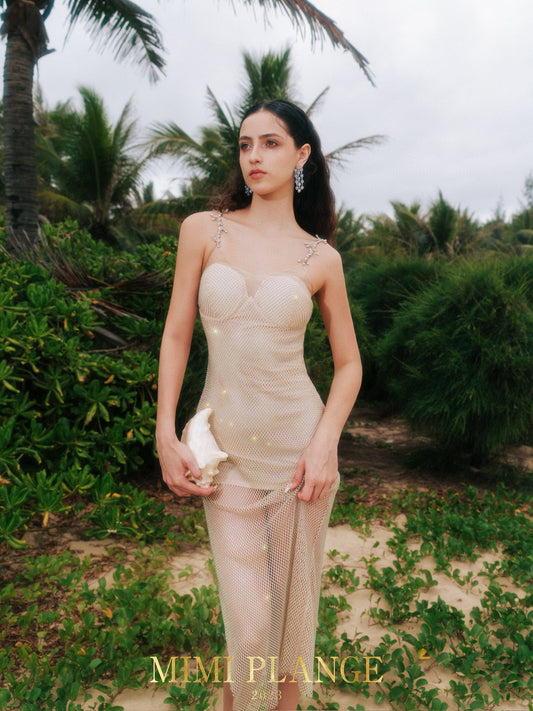 MIMI PLANGE Nude Camisole Midi Dress