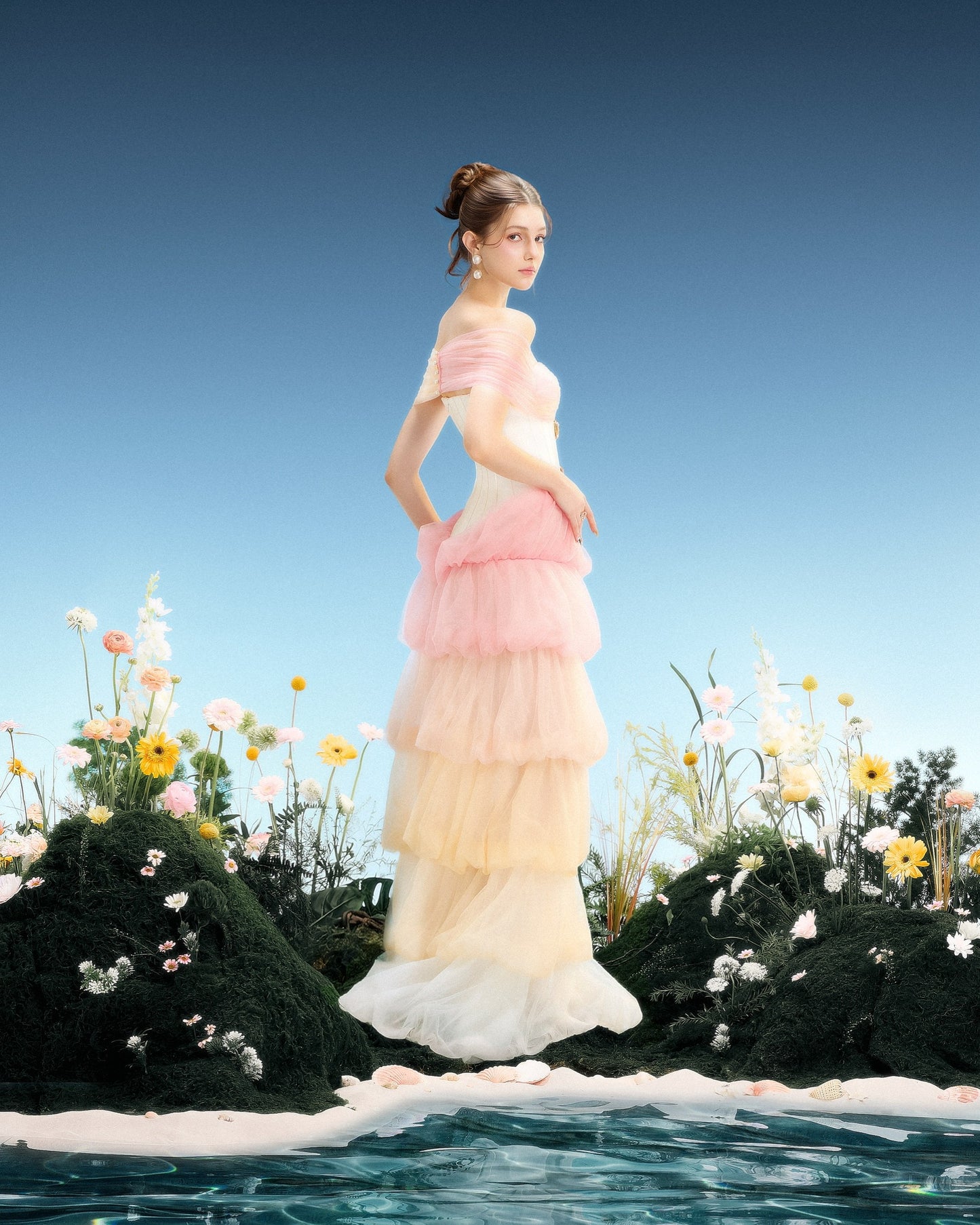 LINH PHUNG Elegant Fairycore Pink Kilani Maxi Dress