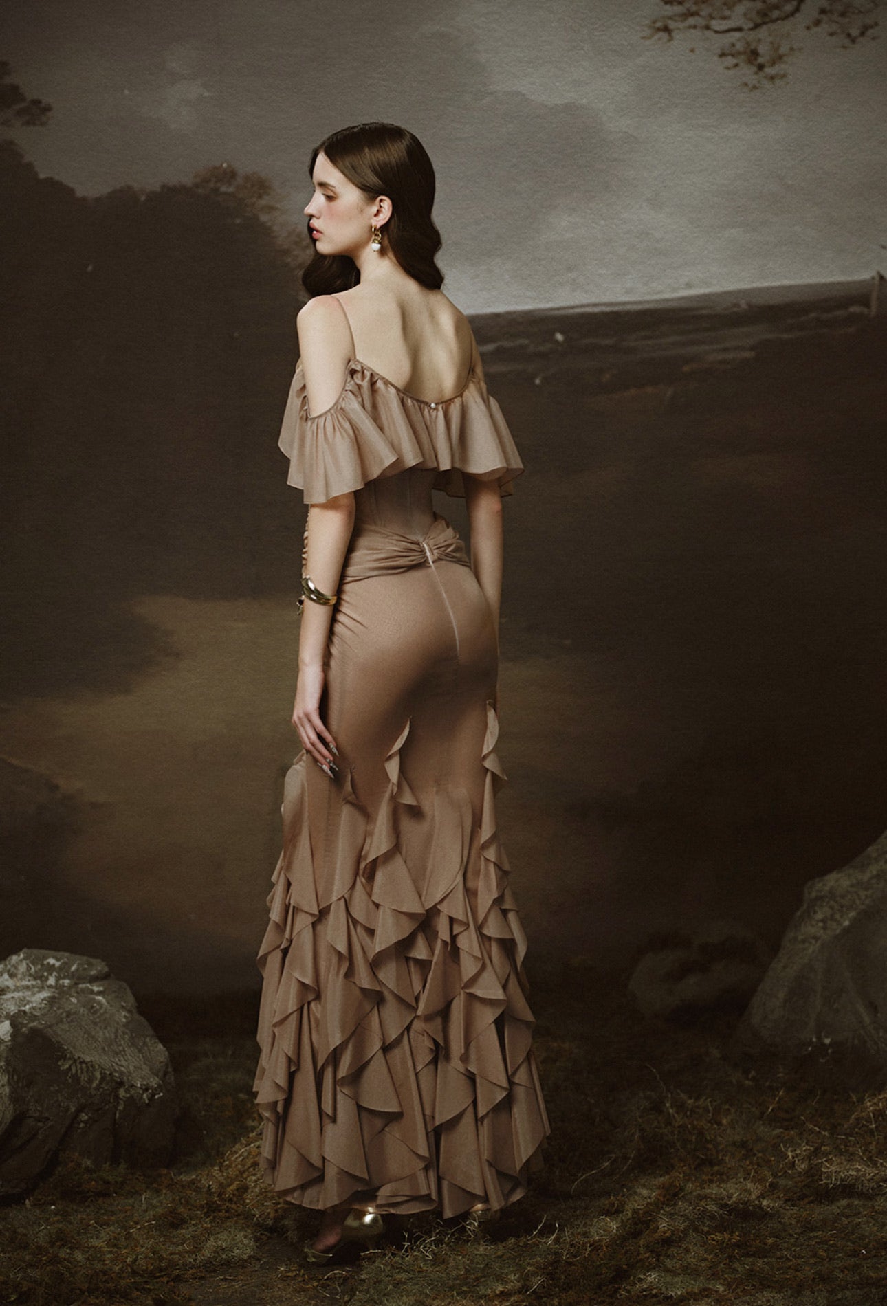 LINH PHUNG Brown Gaia Maxi Dress