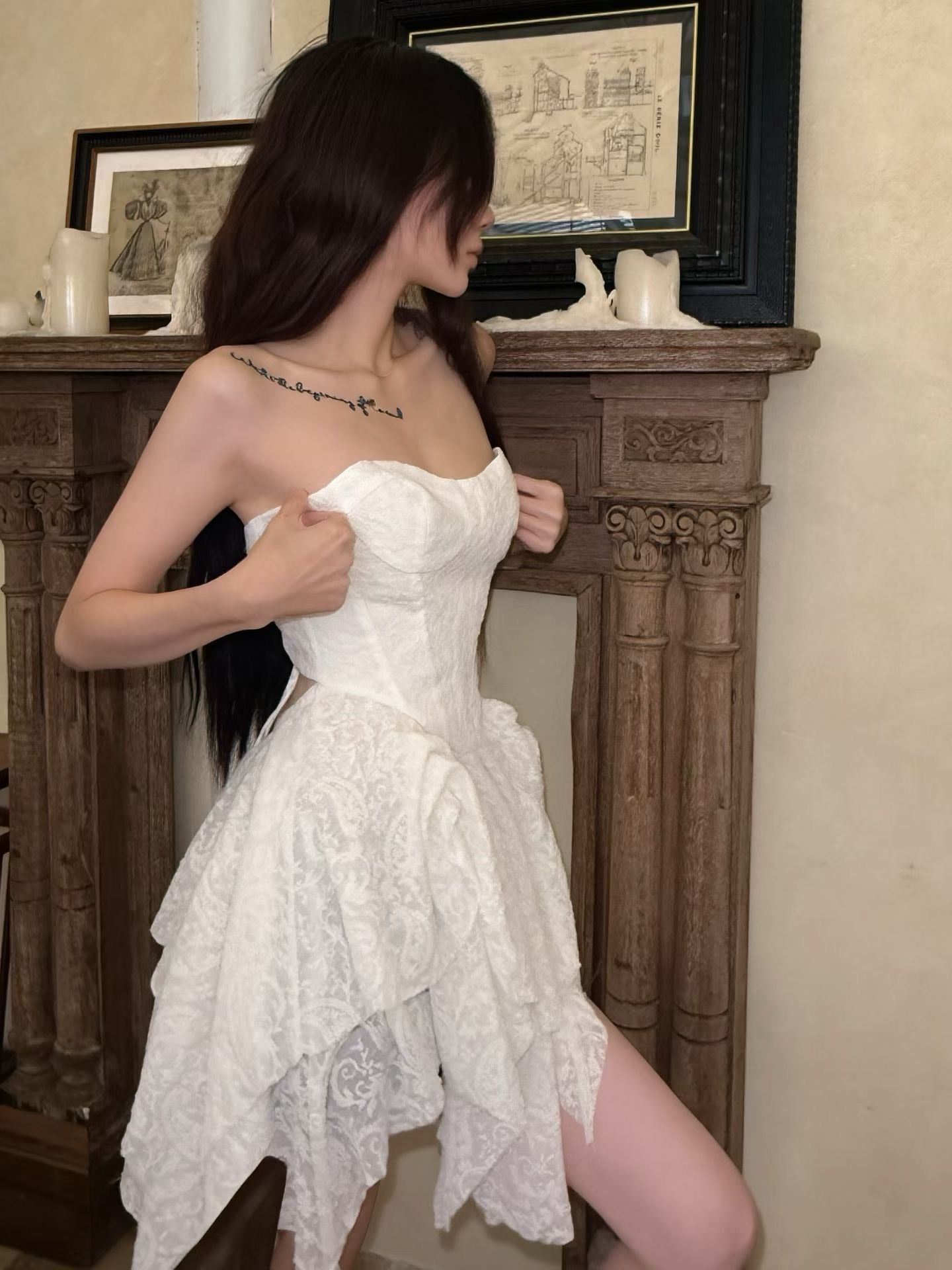 CROWCREW Dark Avant-Garde Vacation Black Mini Dress