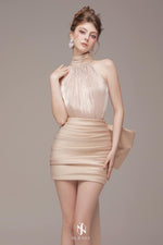 BY JENNY Nude mini dress