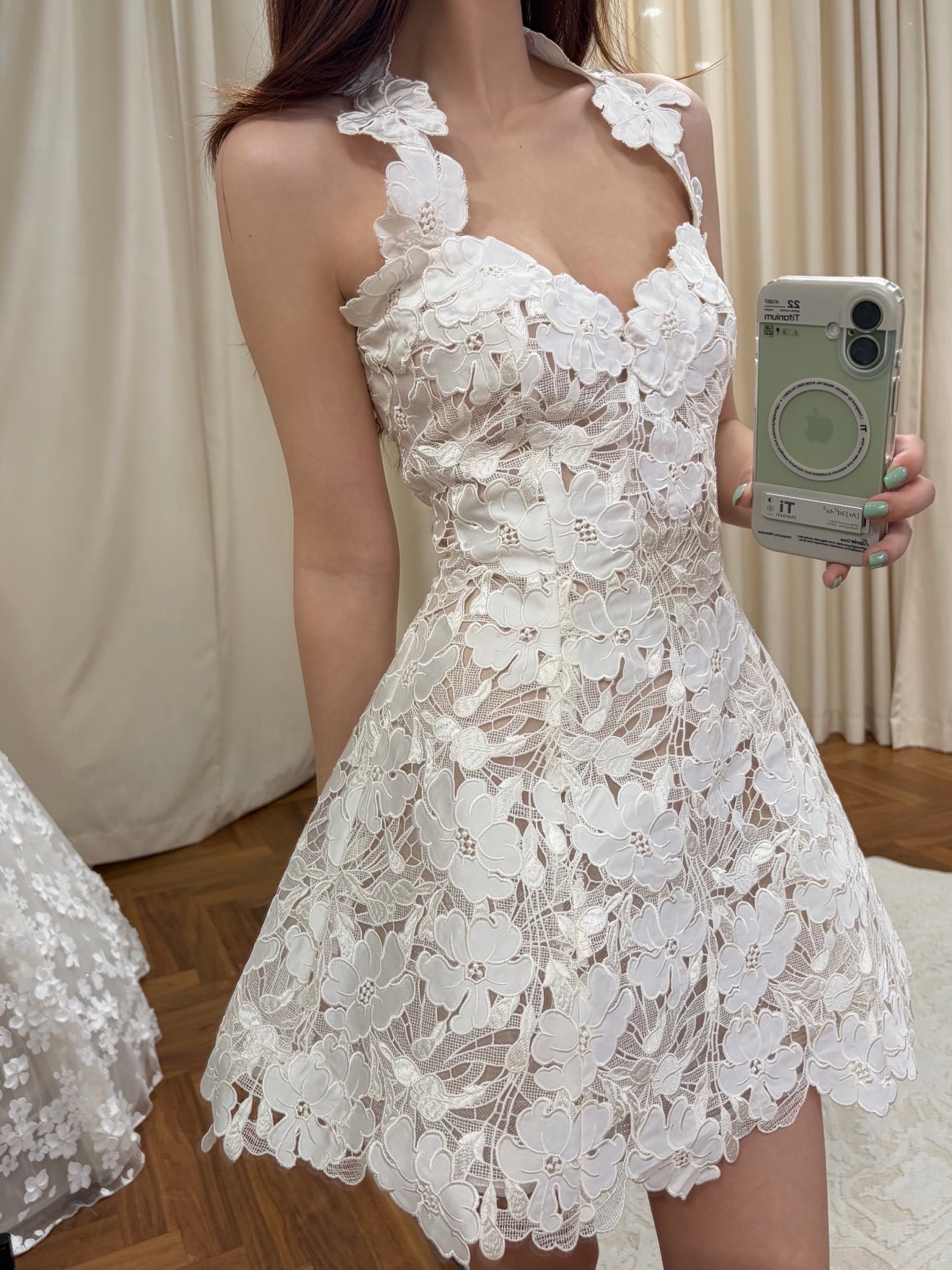 AMUSEE MOI WEEKEND Elegant Formal White Self-portrait Mini Dress