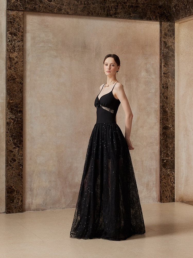 Fa sogno Black Rosy Maxi Dress