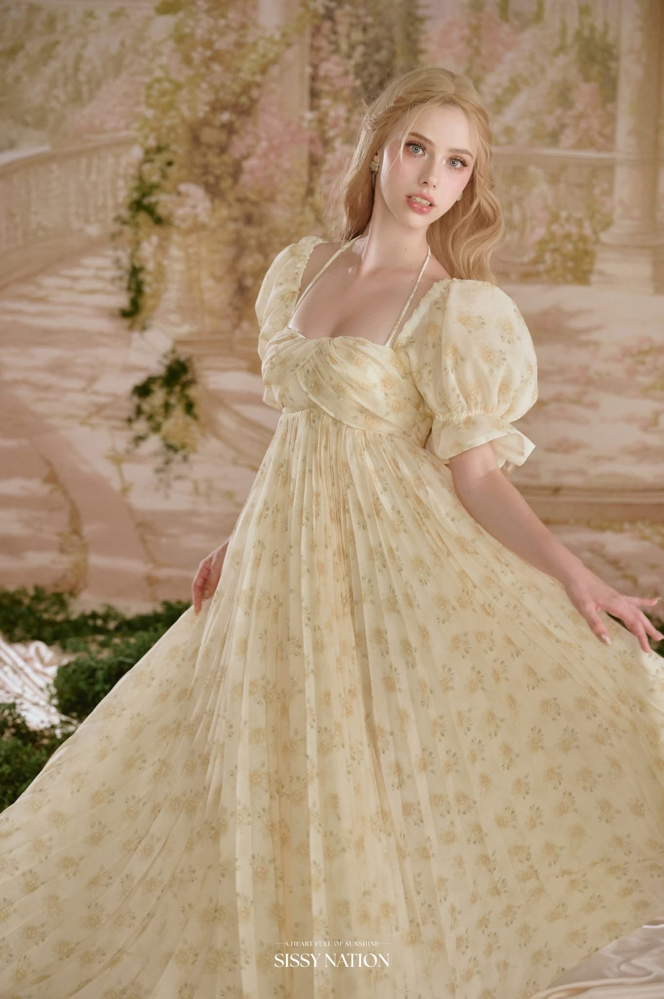 Sissy Nation Yellow Giselle Babydoll Maxi Dress