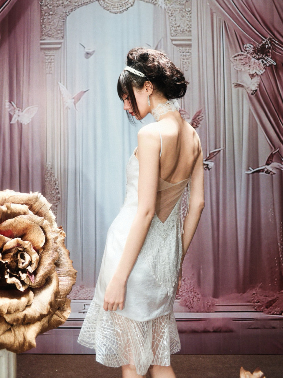 Chengchengling White Lace Mini Dress