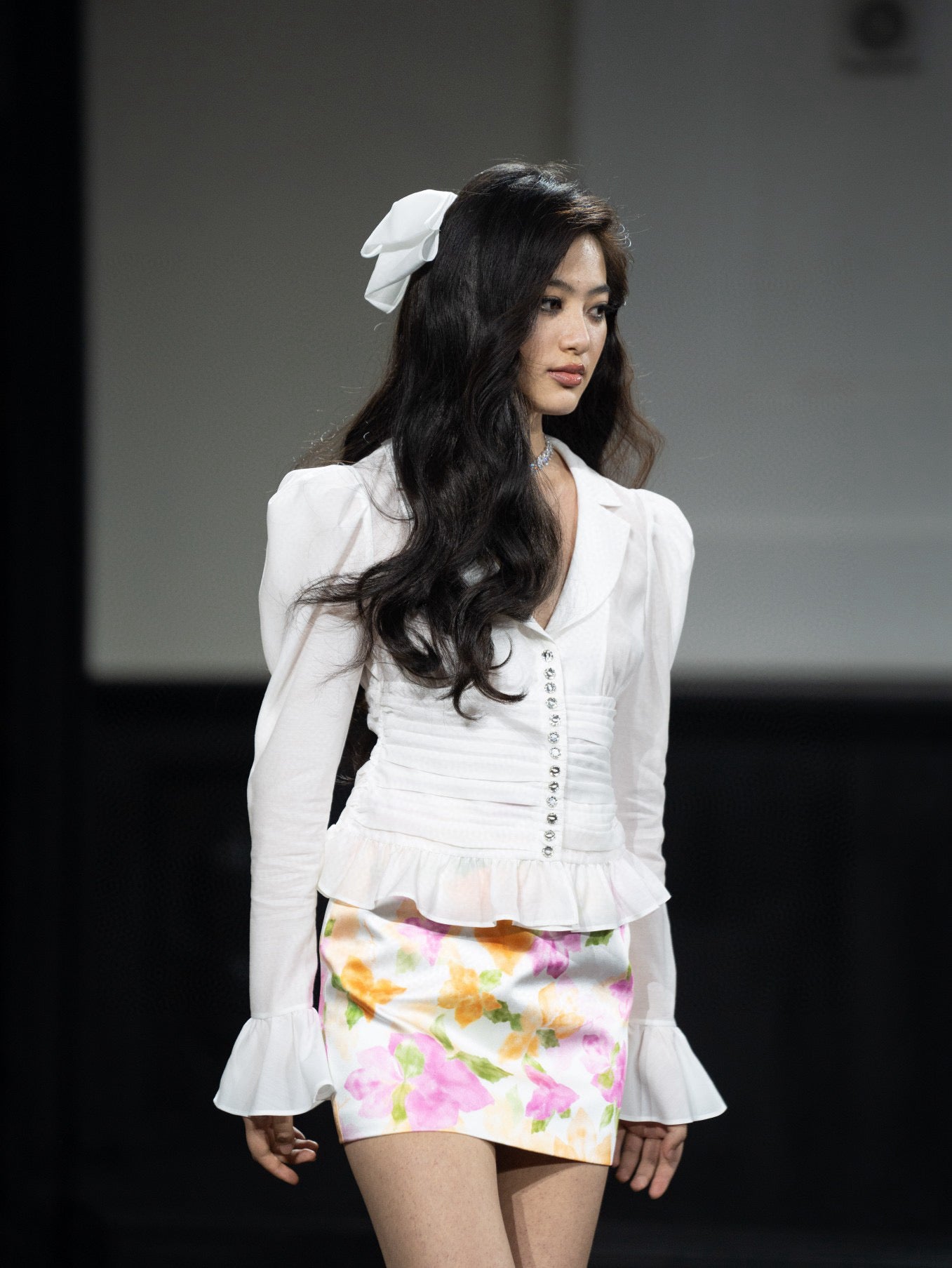 NanaJacqueline white | blue | pink diamond blouse ➕ floral | white skirt