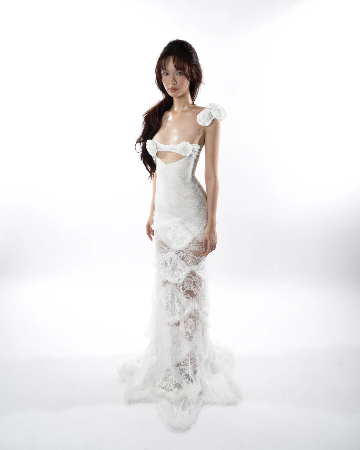 HUELLEY ROSE White Sonja Maxi Dress