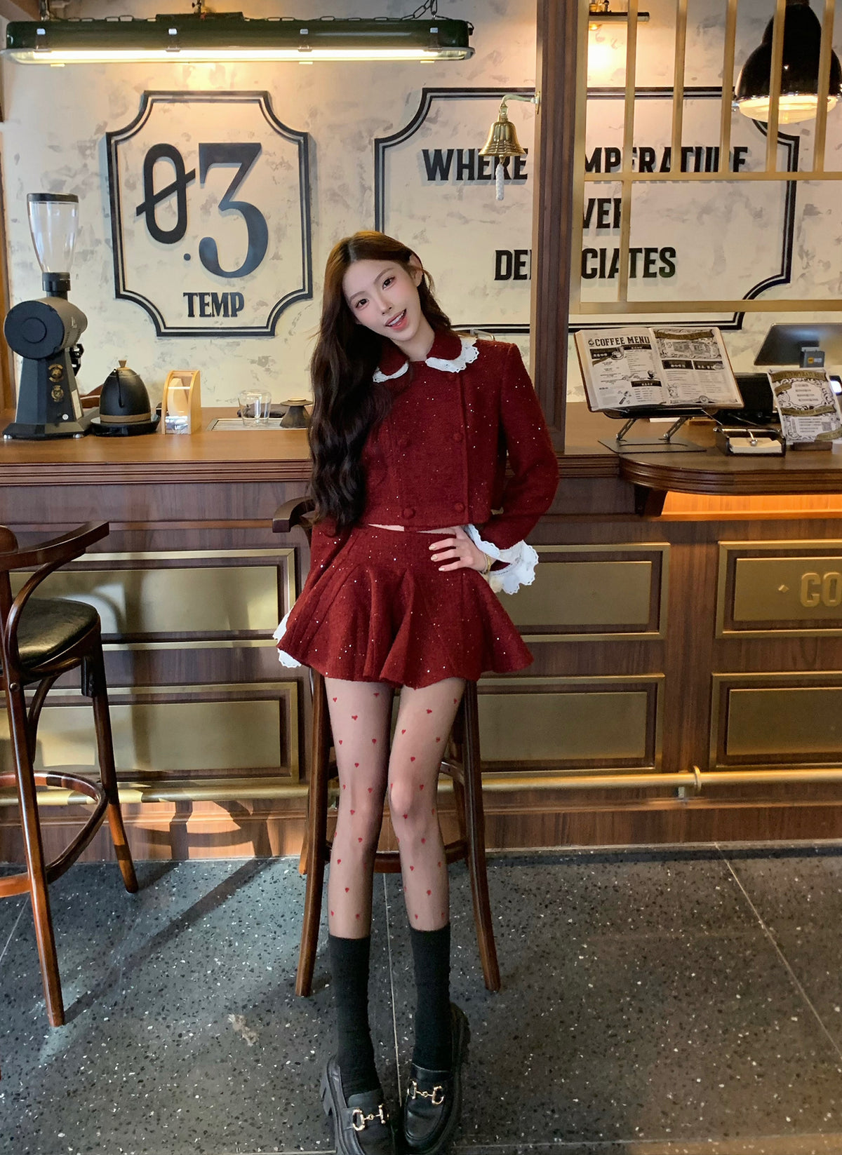 MASION WESTER Red Tweed Jacket & Skirt