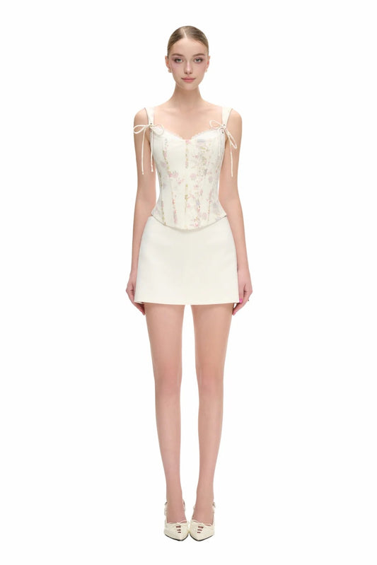 JUBIN White Floral Top & Nayvie Skirt