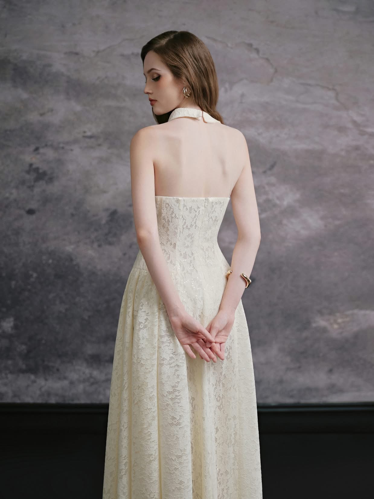 DELICATE Cream Maxi Dress