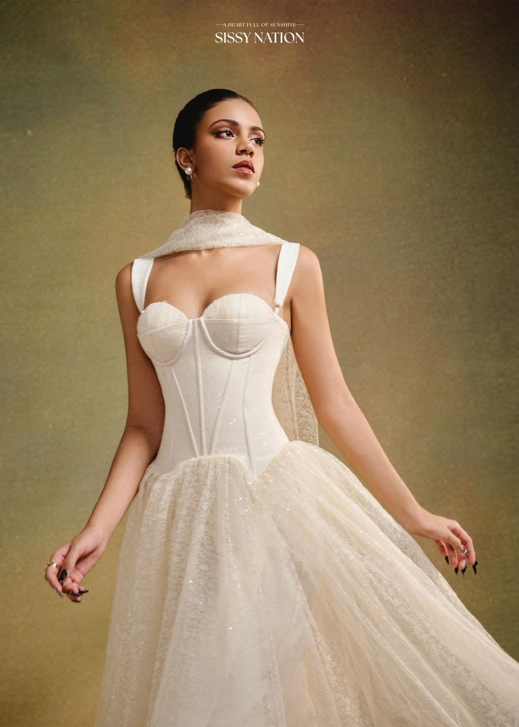 SISSY NATION White Elegant Moonlight Sonata Corset Maxi Dress