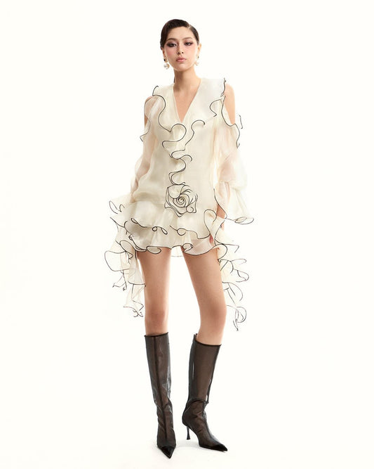 Musthave White Ruffle Bubble Mini Dress