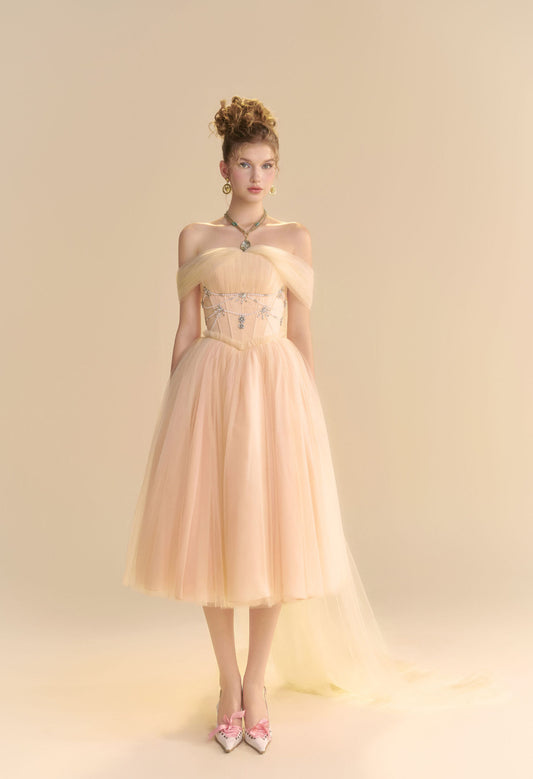 LINH PHUNG Yellow Solea Midi Dress