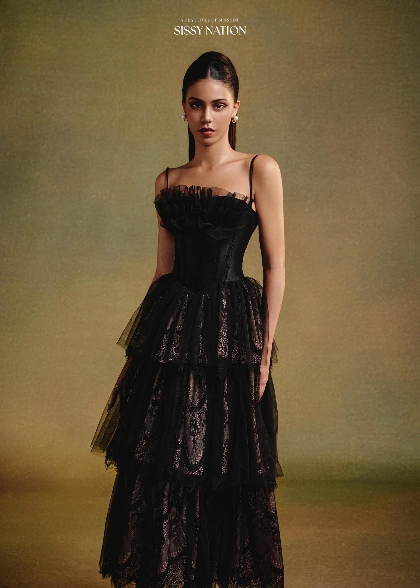 SISSY.NATION Black Elegant Corset Midi Dress