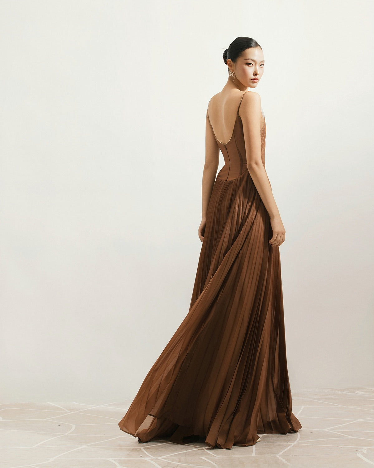 BYDI Fairycore Elegant Vacation Brown Soli Maxi Dress