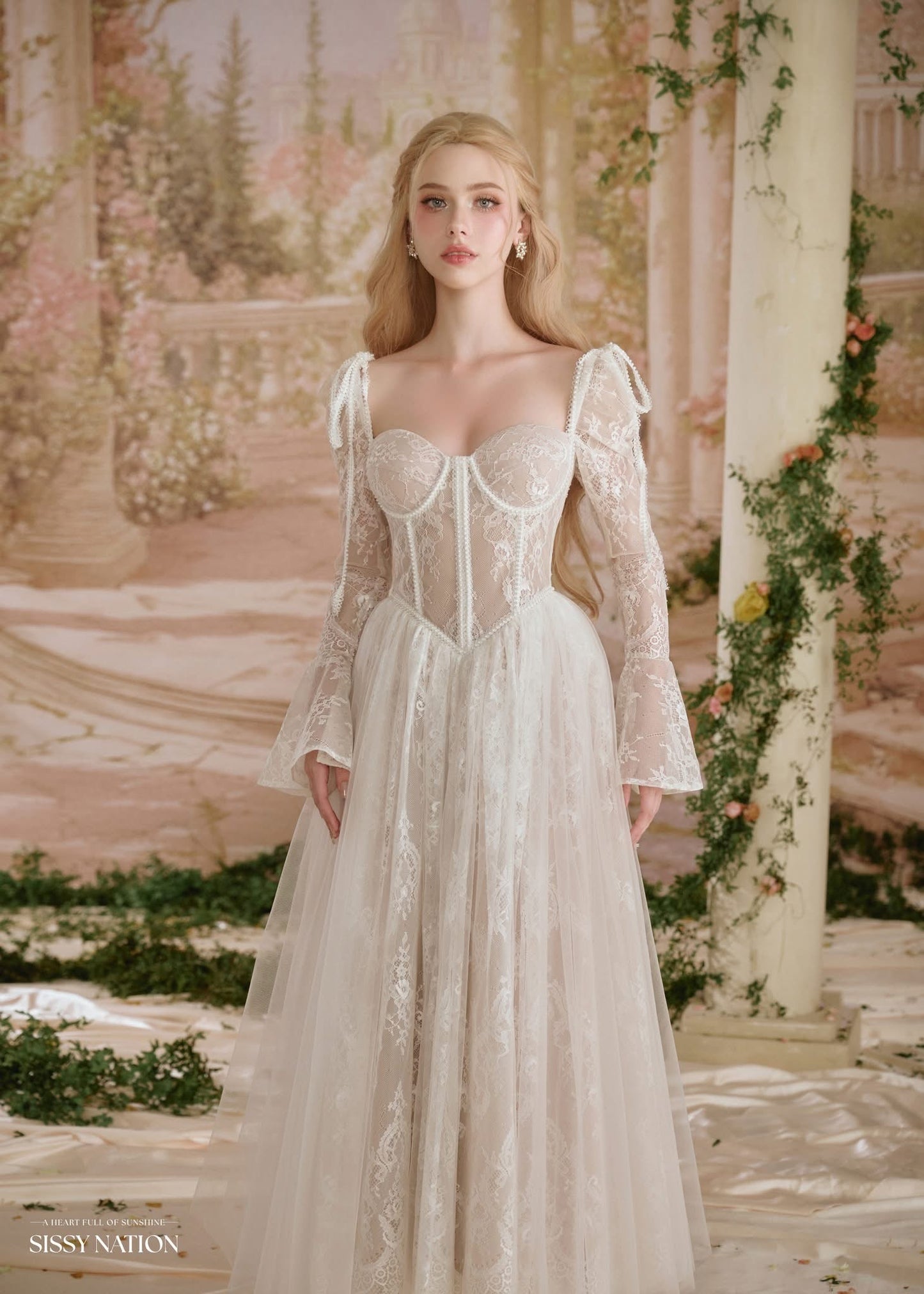 Sissy Nation White Clover Corset Maxi Dress