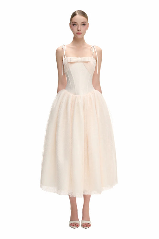 JUBIN White Amelia Midi Dress