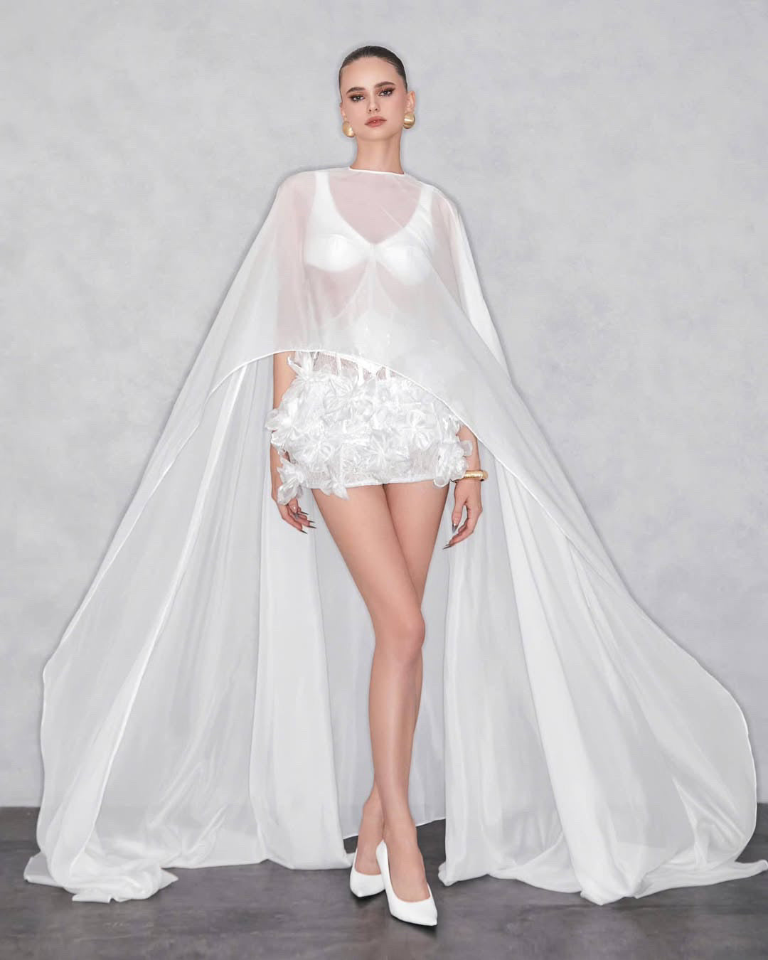MAEL FEMME White Florella Mini Dress & Shawl