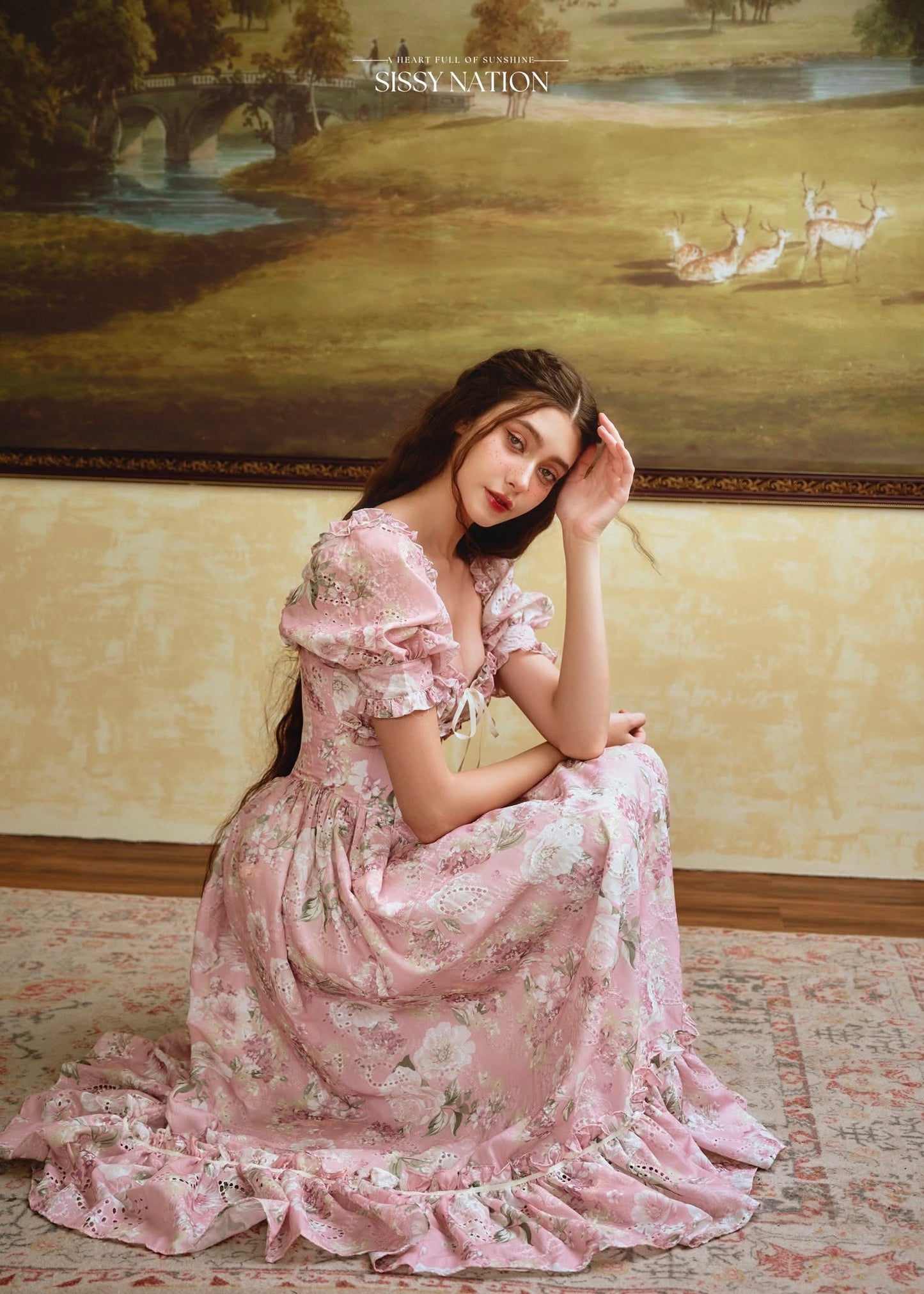 Sissy Nation White & Pink Miranda Maxi Dress