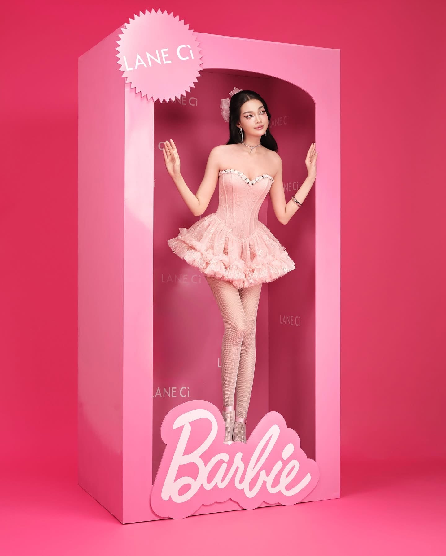 LANE CI Pink Bloom Mini Dress