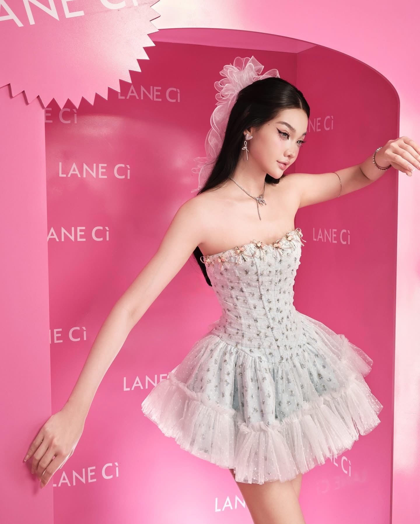 LANE CI White Moudy Mini Dress