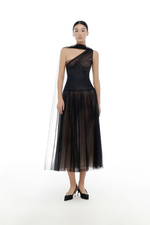 Black Draped Maxi & Midi Dress