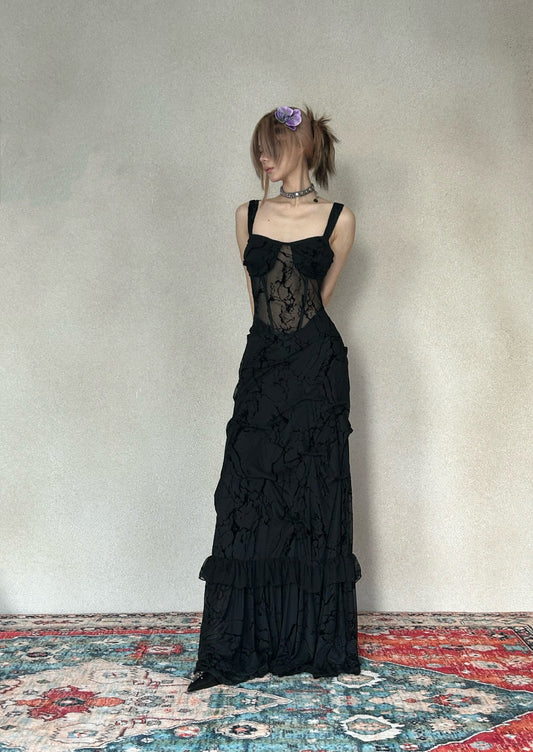 Crowcrew Black Lace Maxi Dress