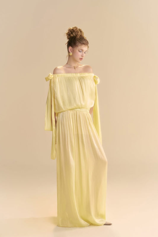 LINH PHUNG Yellow Thealine Maxi Dress