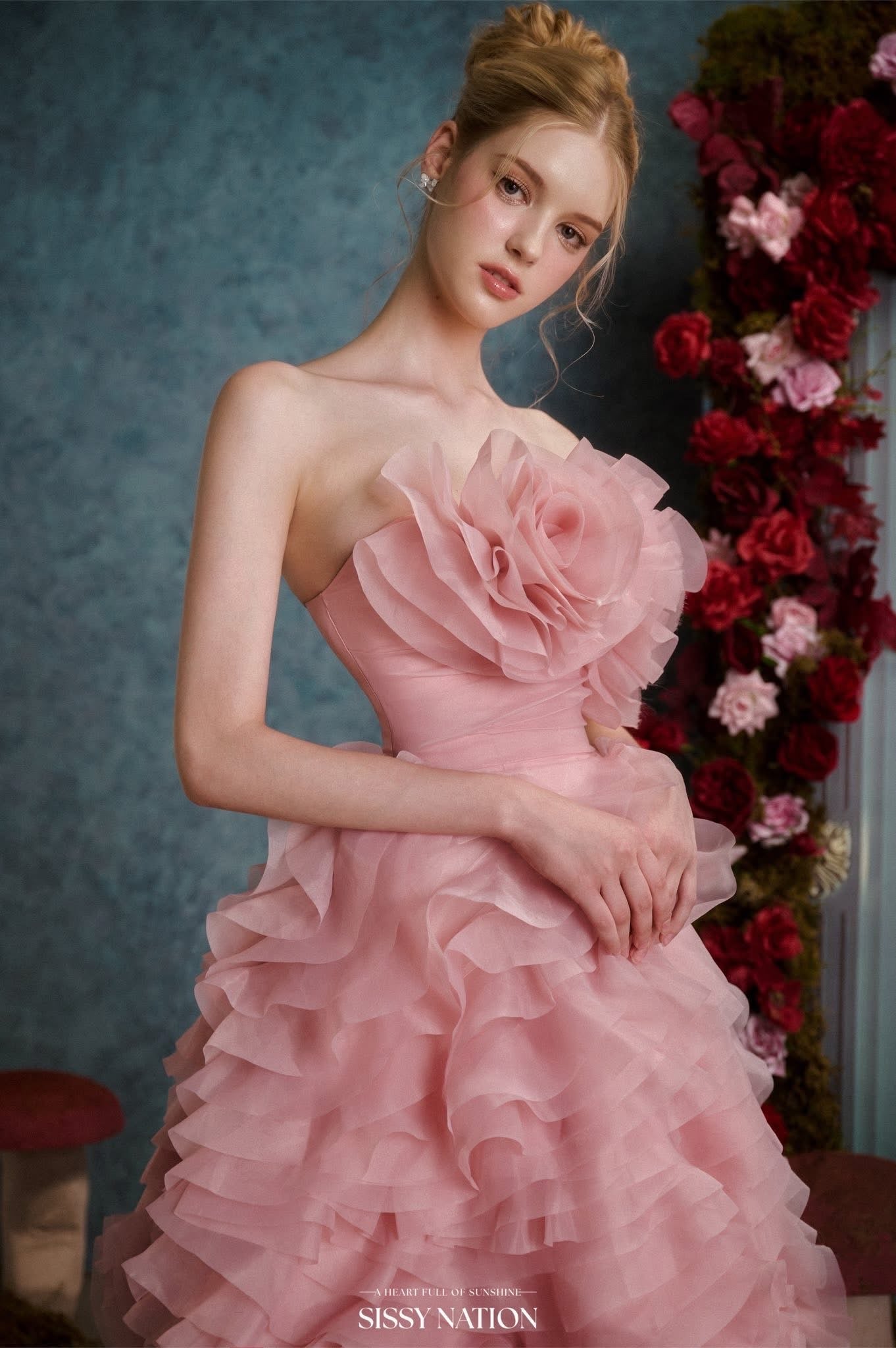 SISSY NATION Pink The Rosie Layers Gown Maxi Dress