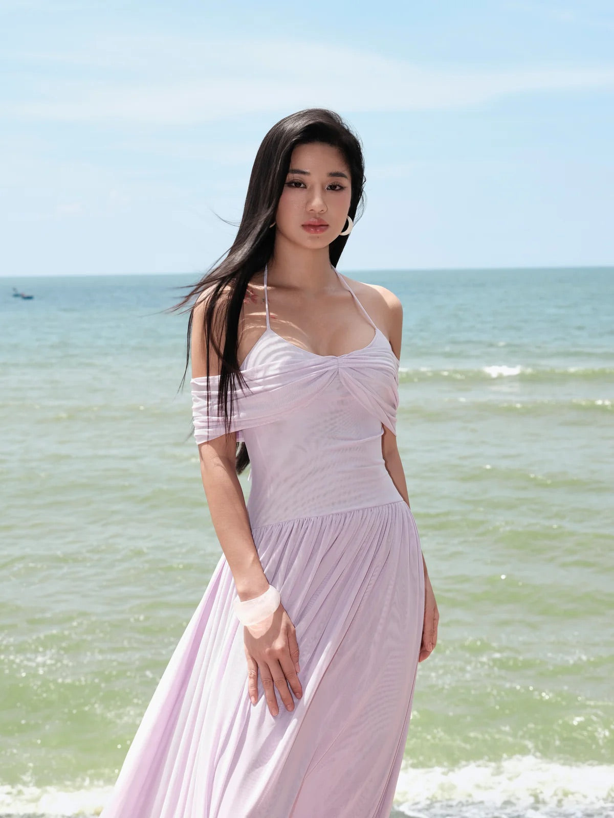 DELICIAE Purple Minimalist Ella Maxi Dress