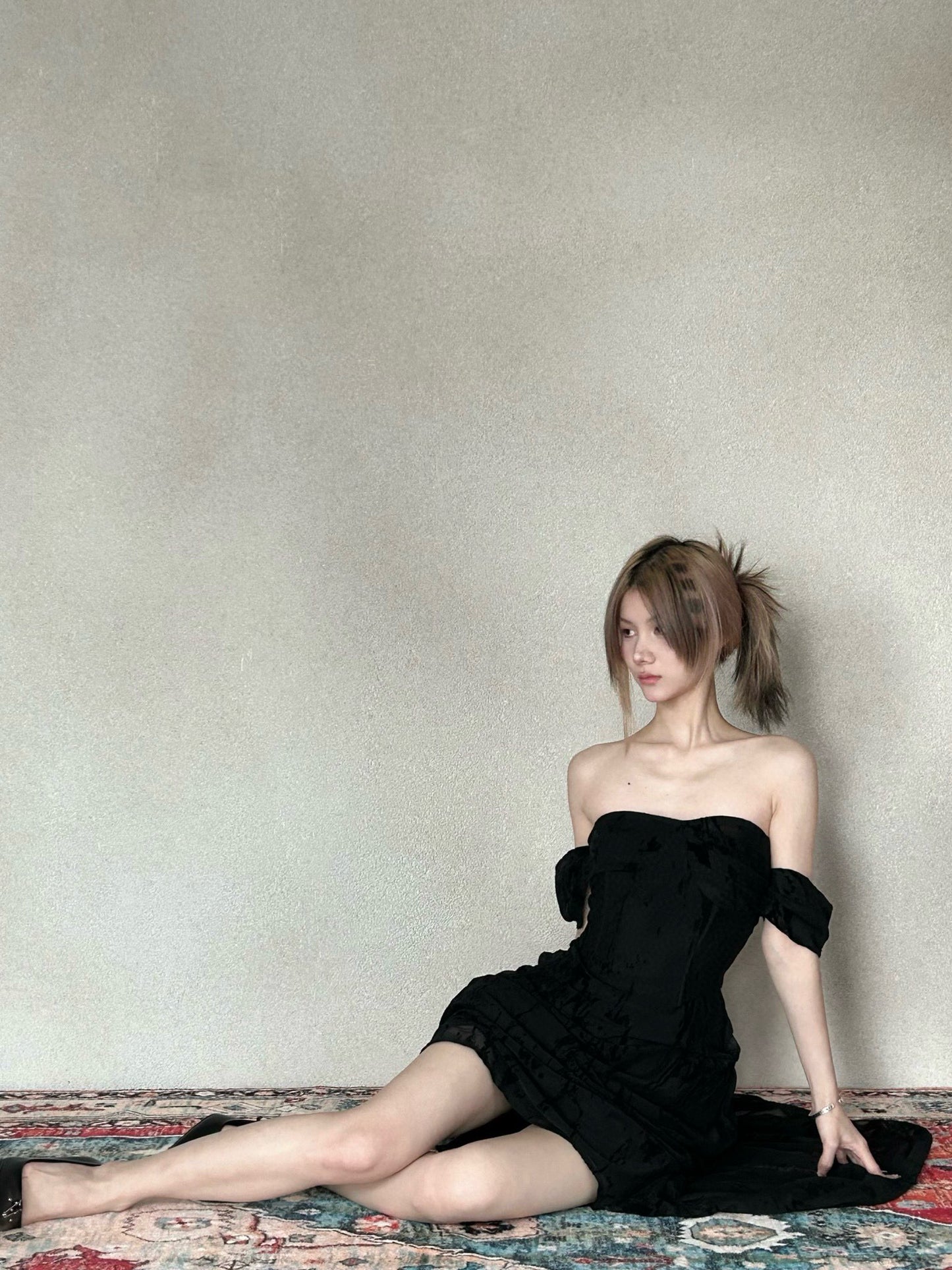 Crowcrew Black Off-shoulder Midi Dress