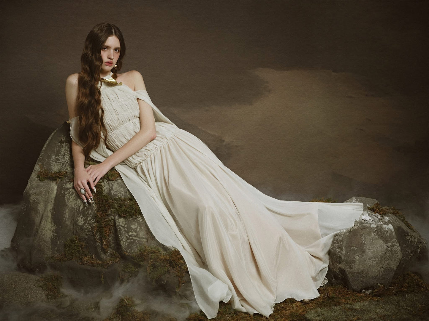 LINH PHUNG White Lunaria Maxi Dress