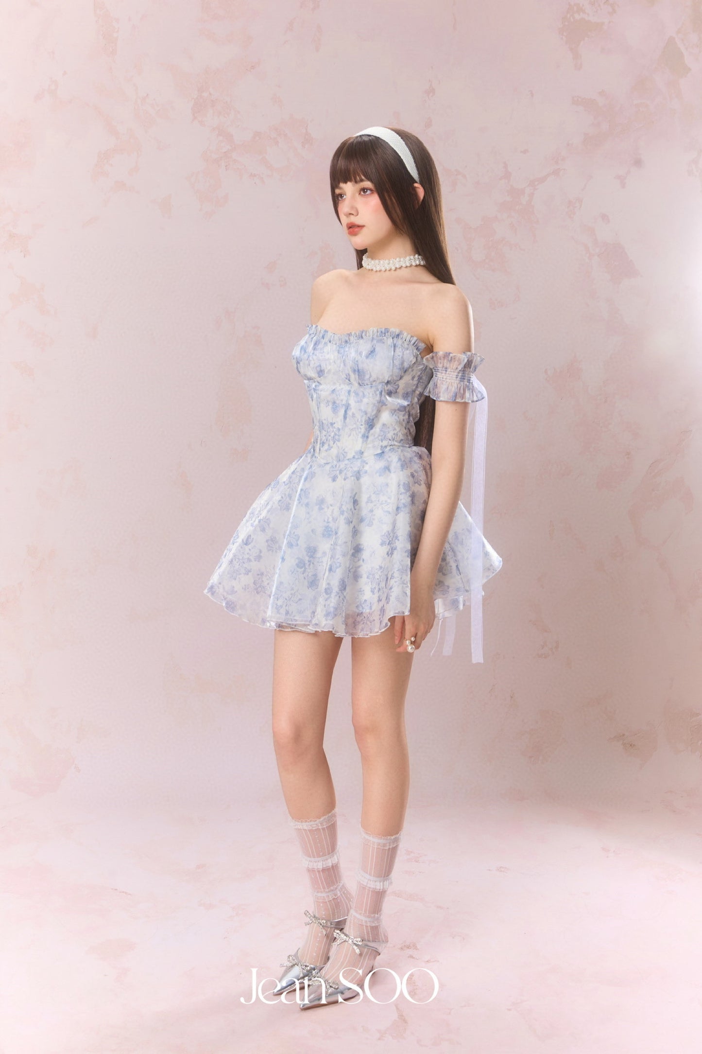 JEAN SOO Blue Iris One Shoulder Bohemian Sheath Dress